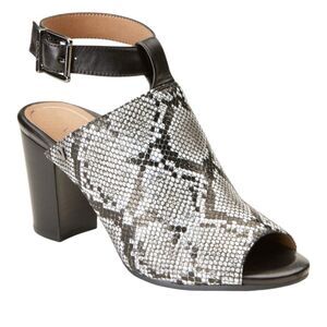 Vionic Kaia Black Snake Print Leather Open Toe Sandals